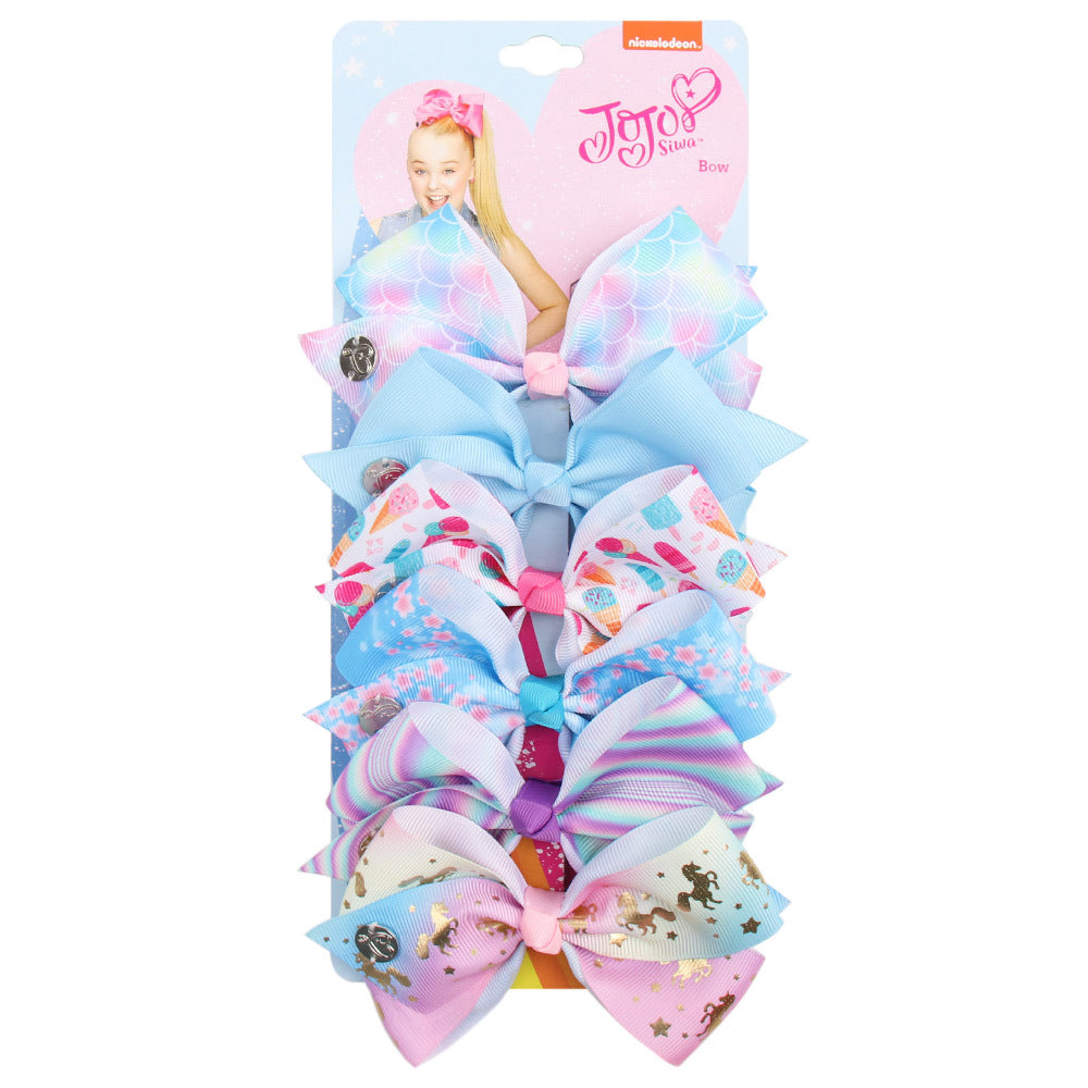 Wholesale 5-inch  bow hairpin set 6-color one-card children' s hairpin headdress